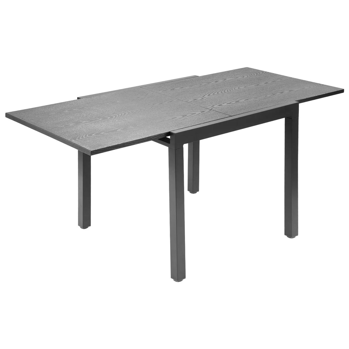 VEVOR Extendable Outdoor Dining Table, 80–160 cm Rectangular Bar-Style Garden Table for 4–6 People, with Aluminium Frame and Steel Slats, Weather-Resistant Garden and Patio Furniture Table, Dark Grey