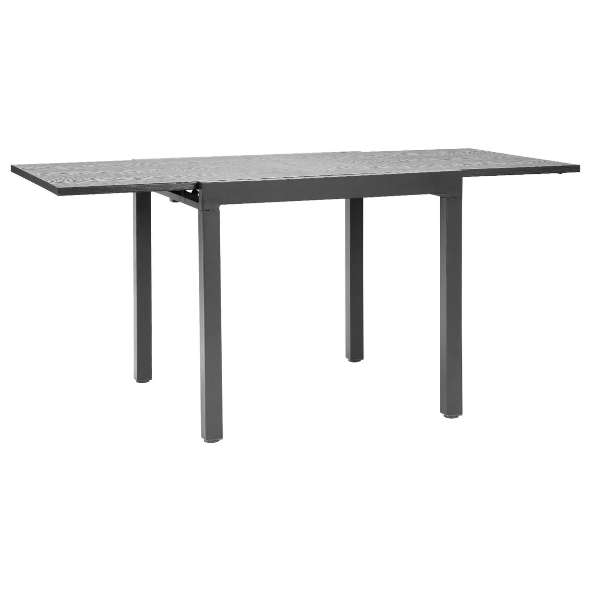 VEVOR Extendable Outdoor Dining Table, 80–160 cm Rectangular Bar-Style Garden Table for 4–6 People, with Aluminium Frame and Steel Slats, Weather-Resistant Garden and Patio Furniture Table, Dark Grey