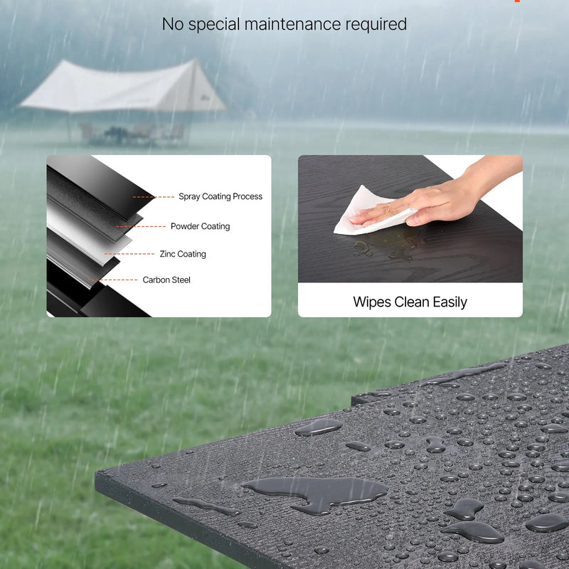 VEVOR izvelkams āra ēdamgalds, 80–160 cm taisnstūra bāra tipa dārza galds 4–6 personām, ar alumīnija rāmi un tērauda lamelēm, laikapstākļu izturīgs dārza un terases mēbeļu galds, tumši pelēks