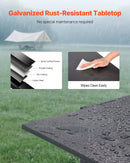 VEVOR izvelkams āra ēdamgalds, 80–160 cm taisnstūra bāra tipa dārza galds 4–6 personām, ar alumīnija rāmi un tērauda lamelēm, laikapstākļu izturīgs dārza un terases mēbeļu galds, tumši pelēks