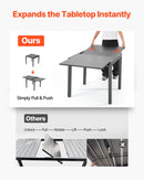 VEVOR izvelkams āra ēdamgalds, 80–160 cm taisnstūra bāra tipa dārza galds 4–6 personām, ar alumīnija rāmi un tērauda lamelēm, laikapstākļu izturīgs dārza un terases mēbeļu galds, tumši pelēks