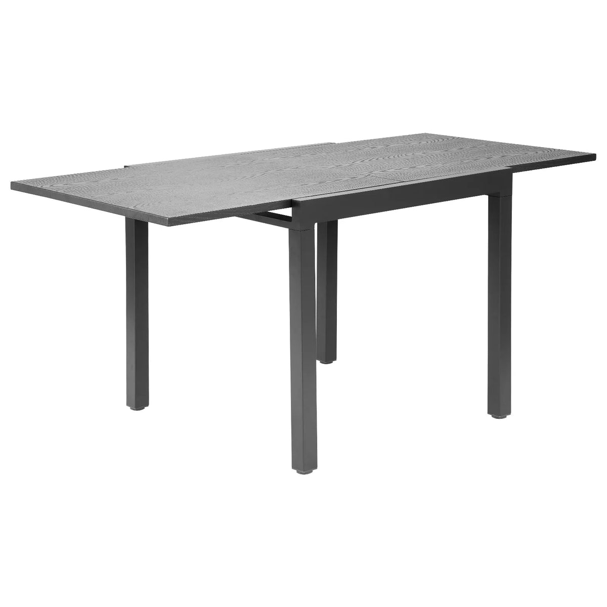 VEVOR Extendable Outdoor Dining Table, 80–160 cm Rectangular Bar-Style Garden Table for 4–6 People, with Aluminium Frame and Steel Slats, Weather-Resistant Garden and Patio Furniture Table, Dark Grey