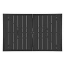 VEVOR āra ēdamgalds, 150 cm garš taisnstūra metāla dārza galds ar tērauda lamelēm 4–6 personām, ar 38 mm lietussarga atveri, laikapstākļu izturīgas mēbeles dārzam, terasei un pagalmam, melns