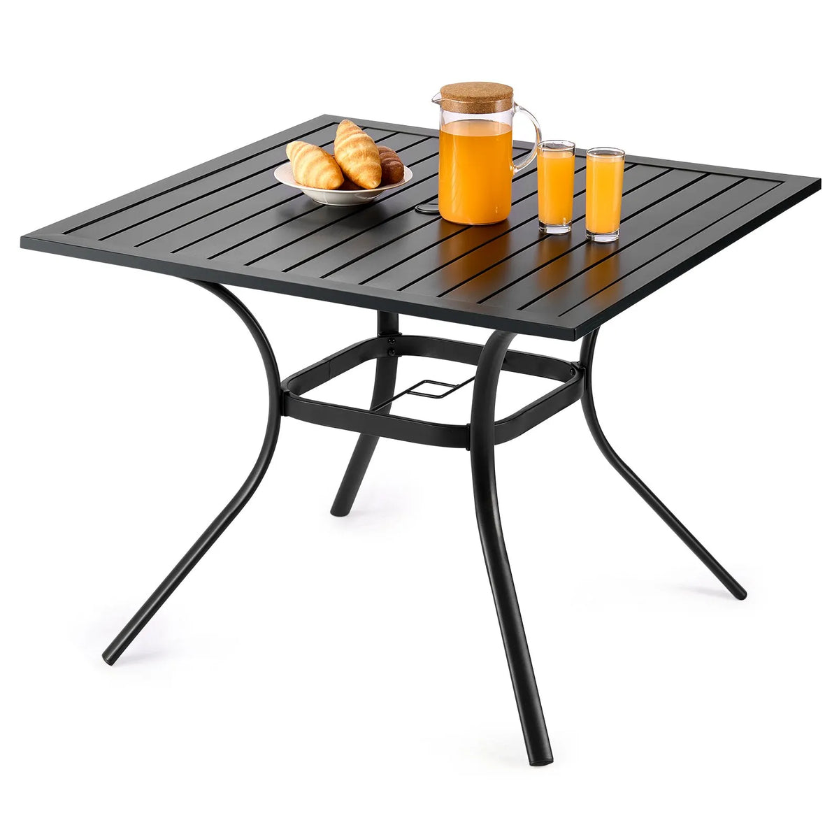 VEVOR Outdoor Metal Garden Table, 94 cm Square Steel Mesh Bistro Table with 38 mm Umbrella Hole, Suitable for Garden, Terrace or Patio, Black