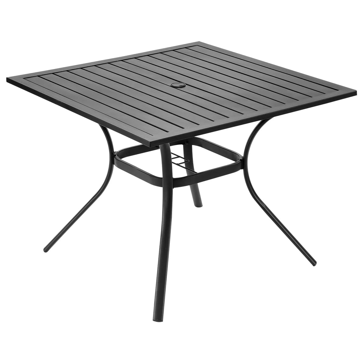 VEVOR Outdoor Metal Garden Table, 94 cm Square Steel Mesh Bistro Table with 38 mm Umbrella Hole, Suitable for Garden, Terrace or Patio, Black
