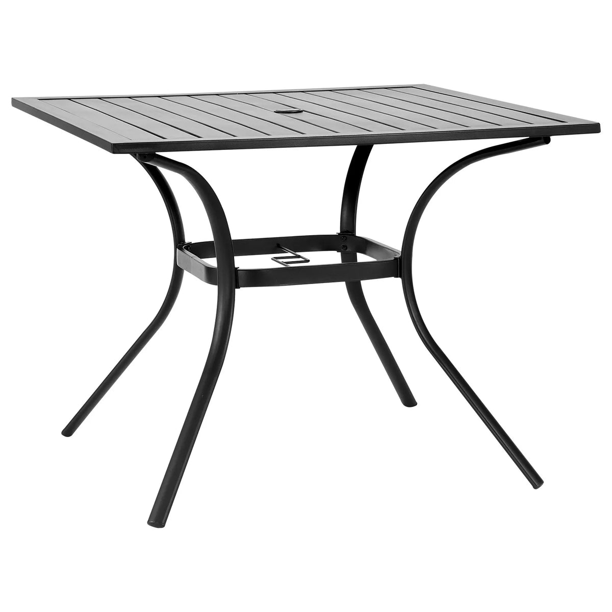 VEVOR Outdoor Metal Garden Table, 94 cm Square Steel Mesh Bistro Table with 38 mm Umbrella Hole, Suitable for Garden, Terrace or Patio, Black