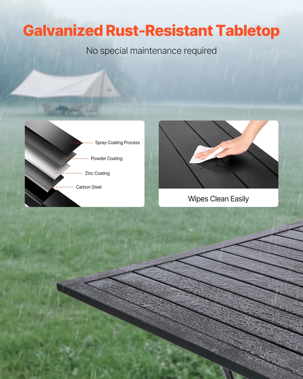 VEVOR Outdoor Metal Garden Table, 94 cm Square Steel Mesh Bistro Table with 38 mm Umbrella Hole, Suitable for Garden, Terrace or Patio, Black