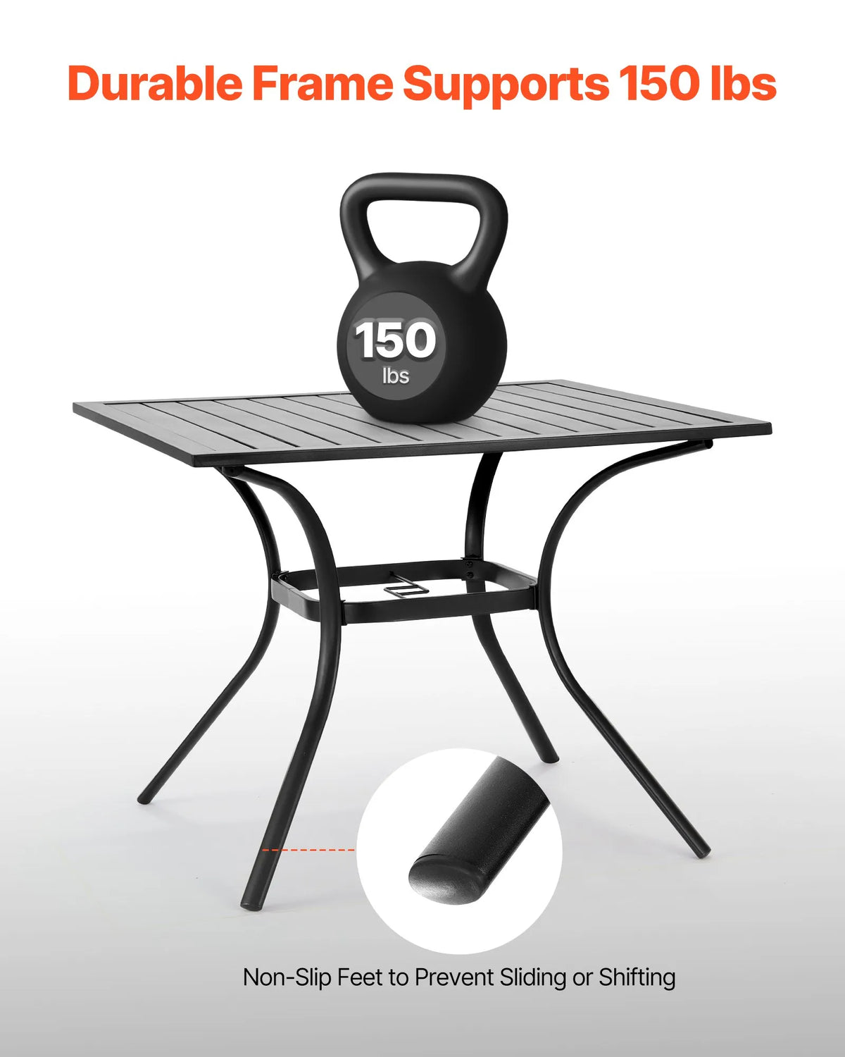 VEVOR Outdoor Metal Garden Table, 94 cm Square Steel Mesh Bistro Table with 38 mm Umbrella Hole, Suitable for Garden, Terrace or Patio, Black