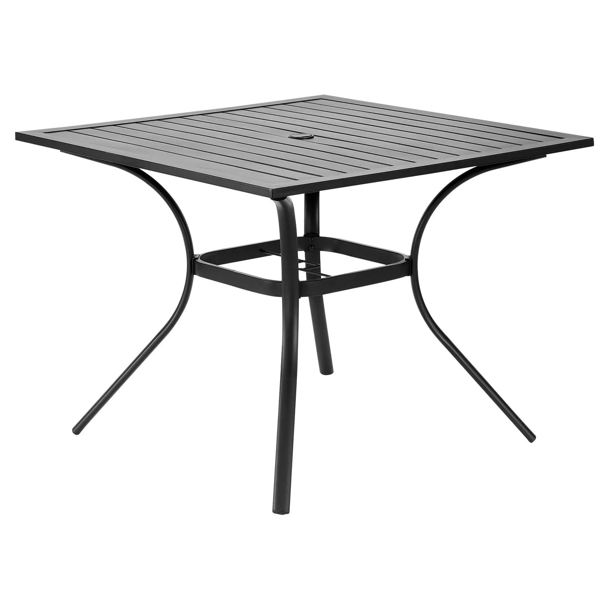 VEVOR Outdoor Metal Garden Table, 94 cm Square Steel Mesh Bistro Table with 38 mm Umbrella Hole, Suitable for Garden, Terrace or Patio, Black