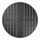 VEVOR āra ēdamgalds, 120 cm apaļš metāla dārza galds ar tērauda lamelēm un 38 mm lietussarga atveri, laikapstākļu izturīgas mēbeles dārzam, terasei un pagalmam, melns