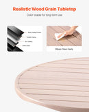 VEVOR āra apaļais dārza galds, 103 cm, tērauda slāņu konstrukcija ar koka faktūru, piemērots 4 personām, ar 38 mm saulessarga atveri, laikapstākļu izturīgs galds dārzam, terasei un pagalmam, pelēks