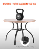 VEVOR āra apaļais dārza galds, 103 cm, tērauda slāņu konstrukcija ar koka faktūru, piemērots 4 personām, ar 38 mm saulessarga atveri, laikapstākļu izturīgs galds dārzam, terasei un pagalmam, pelēks