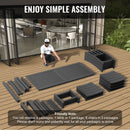 VEVOR 7 daļīgs āra ēdamistabas komplekts, taisnstūrveida galds un krēsli, piemērots visiem laikapstākļiem, HIPS dārza mēbeļu komplekts, melns