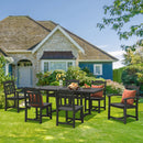 VEVOR 7 daļīgs āra ēdamistabas komplekts, taisnstūrveida galds un krēsli, piemērots visiem laikapstākļiem, HIPS dārza mēbeļu komplekts, melns
