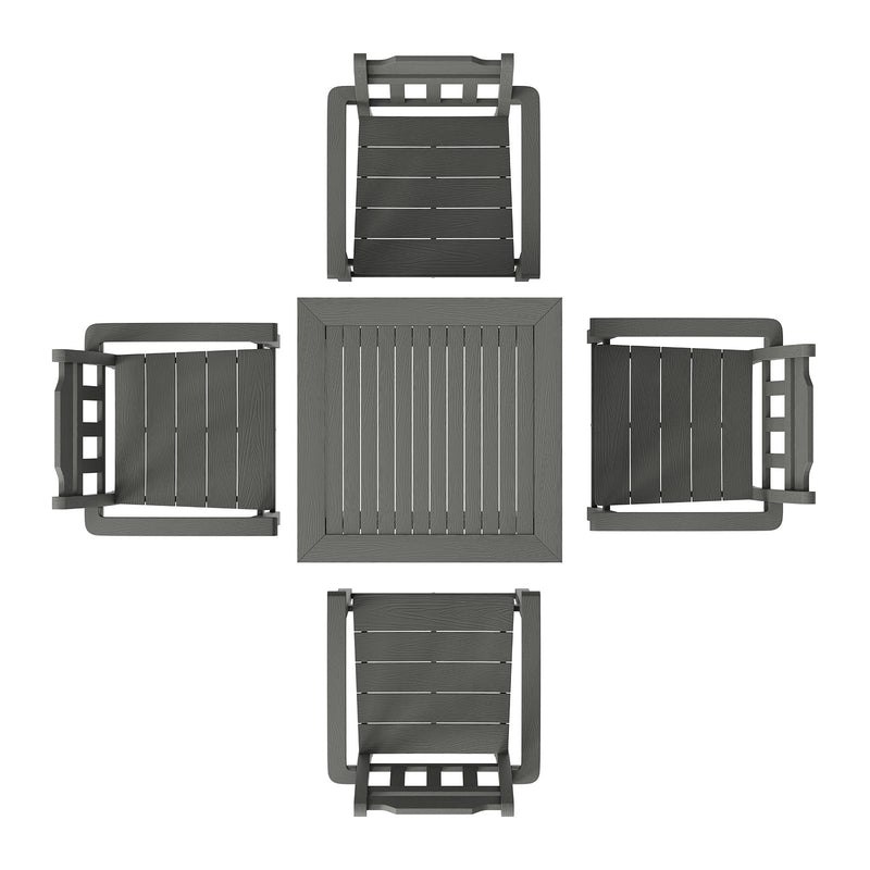 VEVOR 5-daļīgs āra mēbeļu komplekts, galds un 4 krēsli, HIPS, gaiši pelēks