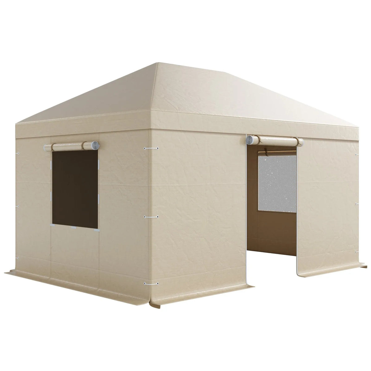 Winter Pavilion Cover, Suitable for 3.08 × 4.39 m Hard Roof Gazebos, with Walls and Windows, High-Density PE Material