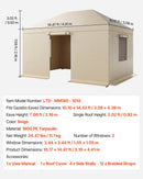 Ziemas paviljona pārsegs, piemērots 3,08 × 4,39 m cietā jumta paviljoniem, ar sienām un logiem, augstas blīvuma PE materiāls