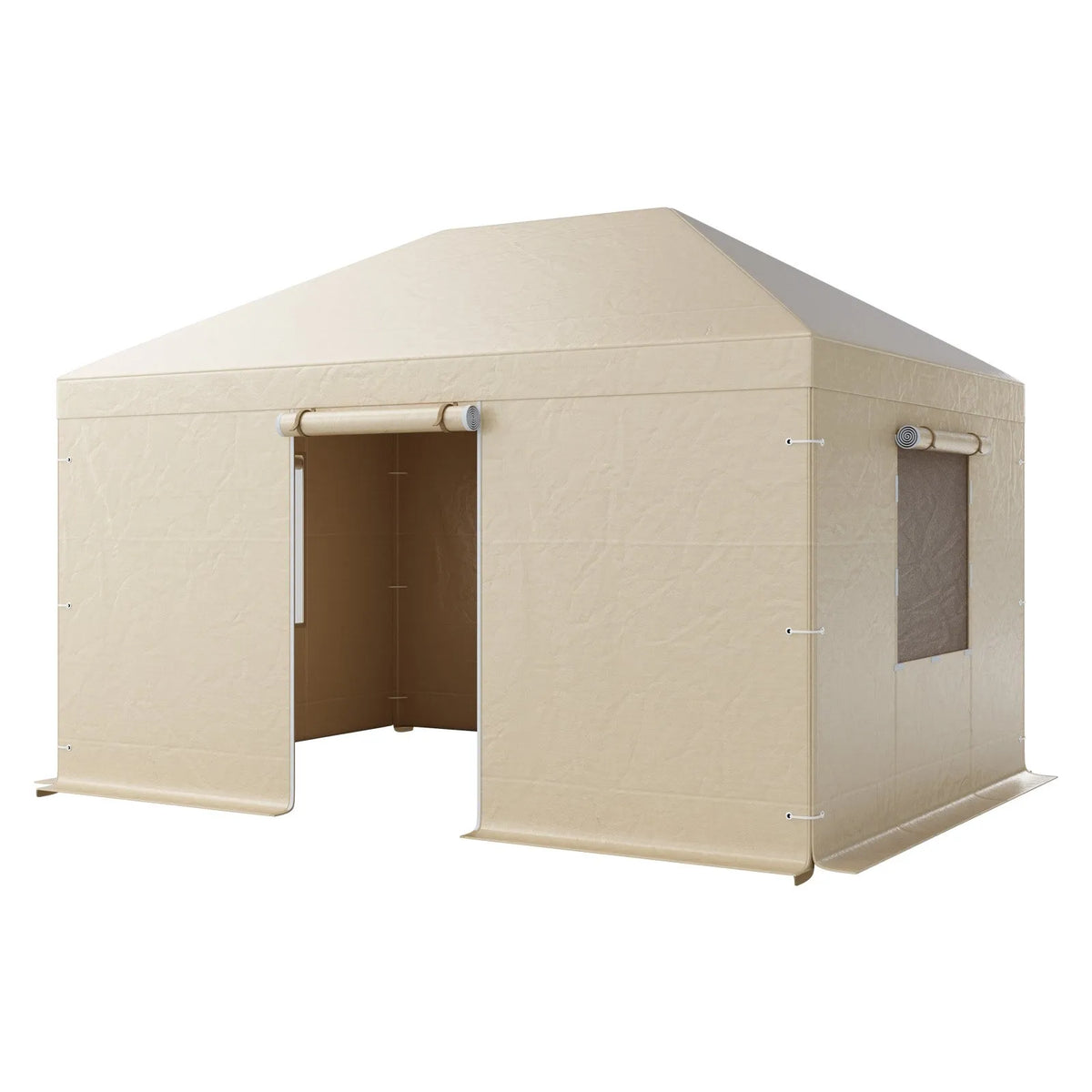 Winter Pavilion Cover, Suitable for 3.08 × 4.39 m Hard Roof Gazebos, with Walls and Windows, High-Density PE Material
