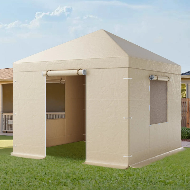 Ziemas paviljona pārsegs, piemērots 3,05 × 3,05 m cietā jumta paviljoniem, ar sienām un logiem, augstas blīvuma PE materiāls