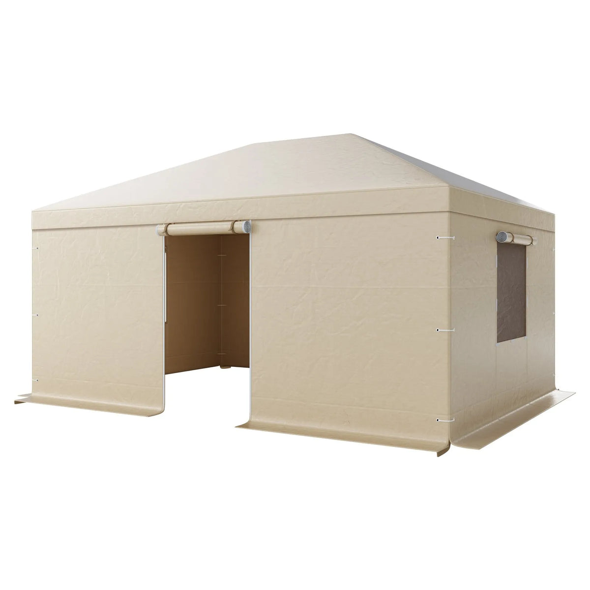 Winter Pavilion Cover, Suitable for 3.68 × 4.90 m Hard Roof Gazebos, with Walls and Windows, High-Density PE Material