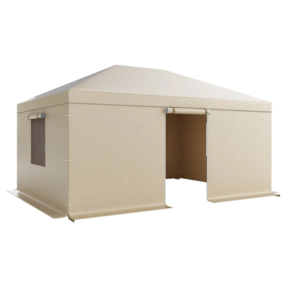 Winter Pavilion Cover, Suitable for 3.68 × 4.90 m Hard Roof Gazebos, with Walls and Windows, High-Density PE Material