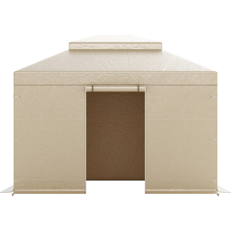 Ziemas paviljona pārsegs, piemērots 3,05 × 3,65 m cietā jumta paviljoniem, divslāņu, ar sienām un logiem, augstas blīvuma PE materiāls