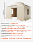 Ziemas paviljona pārsegs, piemērots 3,05 × 3,65 m cietā jumta paviljoniem, divslāņu, ar sienām un logiem, augstas blīvuma PE materiāls