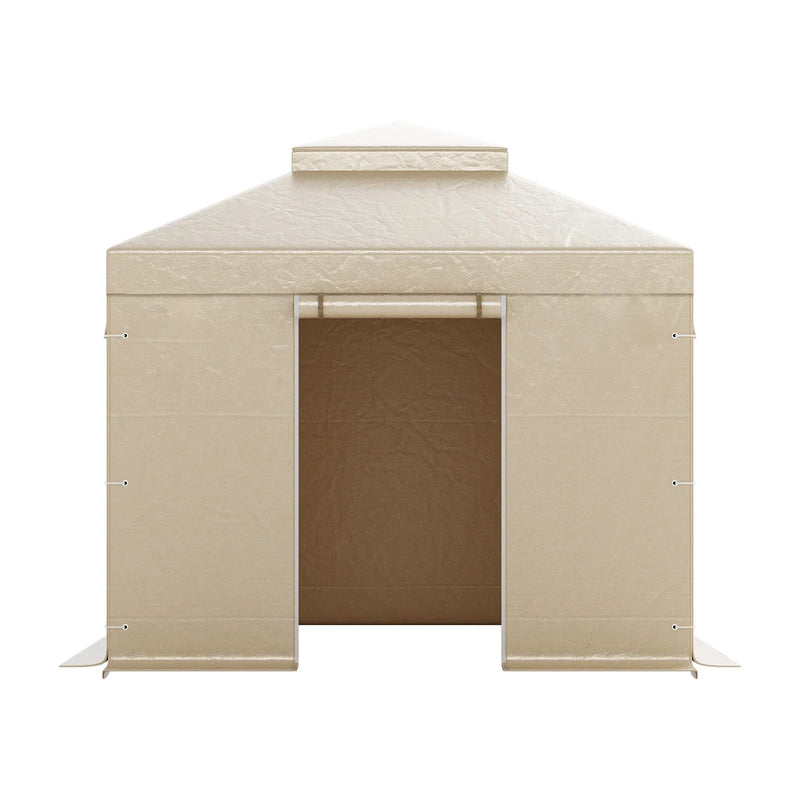 Ziemas paviljona pārsegs, piemērots 3,05 × 3,05 m cietā jumta paviljoniem, divslāņu, ar sienām un logiem, augstas blīvuma PE materiāls
