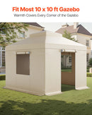 Ziemas paviljona pārsegs, piemērots 3,05 × 3,05 m cietā jumta paviljoniem, divslāņu, ar sienām un logiem, augstas blīvuma PE materiāls