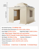 Ziemas paviljona pārsegs, piemērots 3,05 × 3,05 m cietā jumta paviljoniem, divslāņu, ar sienām un logiem, augstas blīvuma PE materiāls