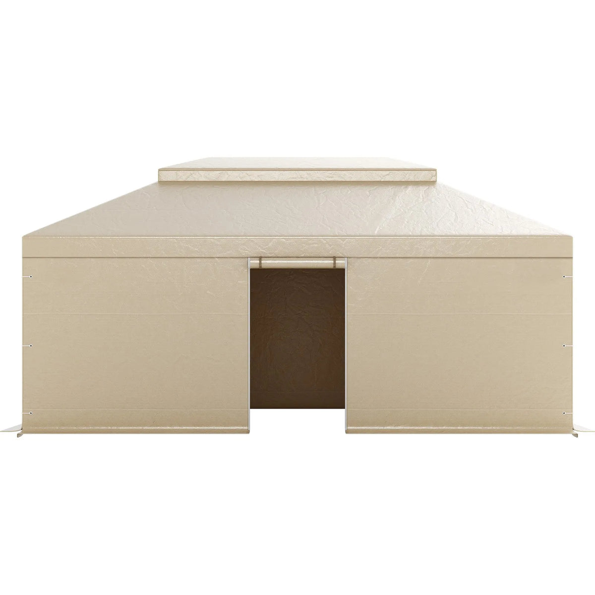 Winter Pavilion Cover for 3.66 × 6.10 m Hard Roof Gazebos, Double-Layer, with Walls and Mesh Windows, High-Density PE Material