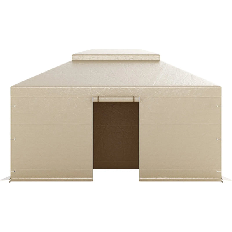 Ziemas paviljona pārsegs, piemērots 3,66 × 4,87 m cietā jumta paviljoniem, divslāņu, ar sienām un logiem, augstas blīvuma PE materiāls