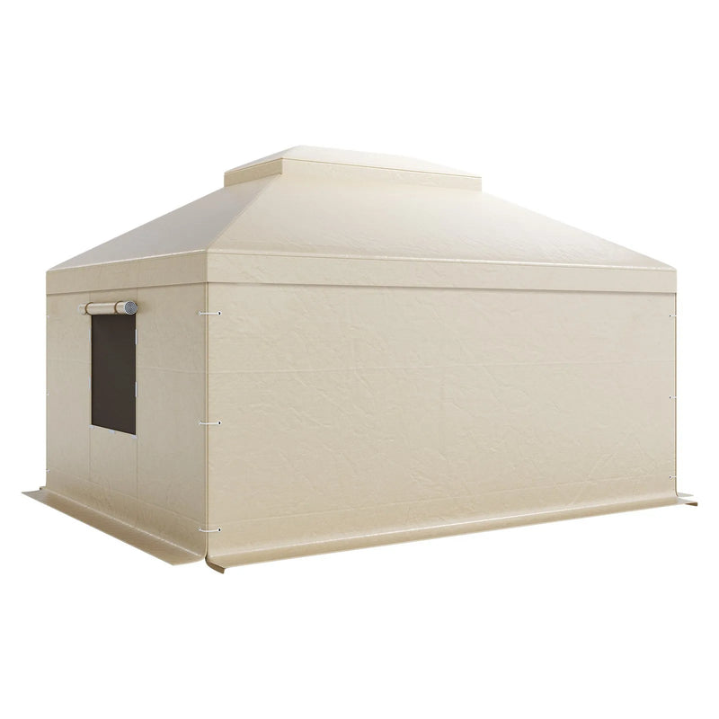 Ziemas paviljona pārsegs, piemērots 3,66 × 4,87 m cietā jumta paviljoniem, divslāņu, ar sienām un logiem, augstas blīvuma PE materiāls