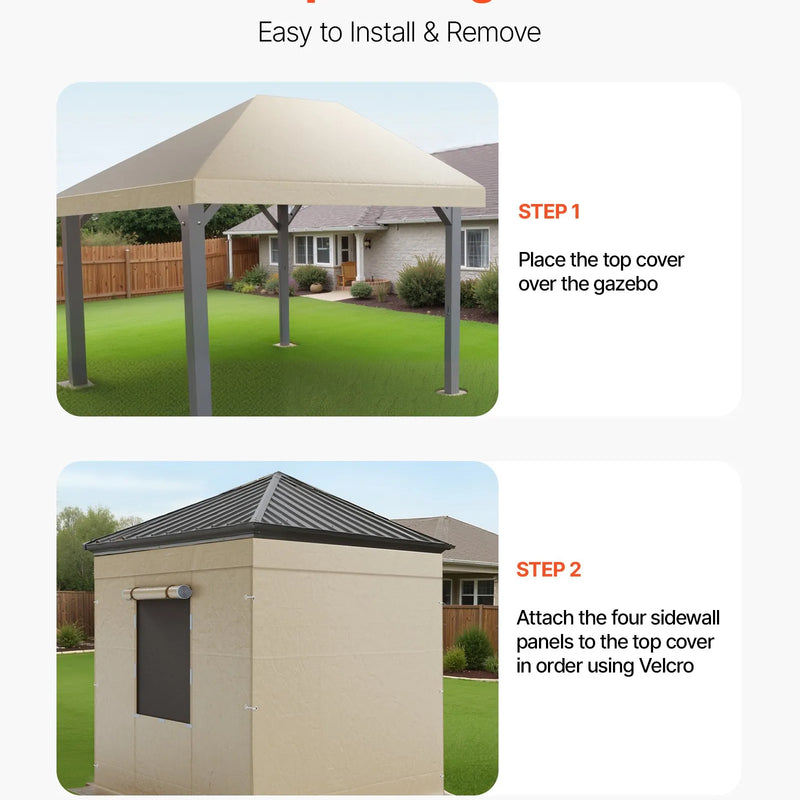 Ziemas paviljona pārsegs, piemērots 3,66 × 4,87 m cietā jumta paviljoniem, divslāņu, ar sienām un logiem, augstas blīvuma PE materiāls