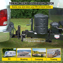 Svara sadales sakabe, 454 kg vertikālās slodzes ietilpība, slodzes izlīdzinoša sakabe ar šūpošanās kontroli, 50 mm lodveida savienojums, 100 mm pacēlums/nolaišana, 4 ķēdes un universāls rāmja kronšteins, stabila piekabes vilkšana bez šūpošanās.