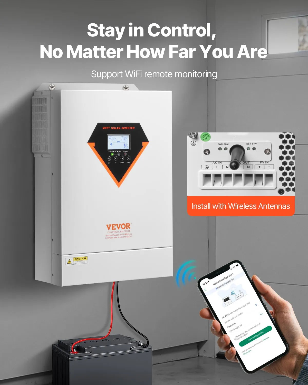 VEVOR Hybrid Inverter 6000W — 48V, MPPT 120A