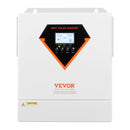 VEVOR hibrīdais saules invertors 3500 W, viss vienā tīras sinusoidās strāvas invertors–lādētājs, 24 V DC uz vienfāzes 220–230 V AC, ar iebūvētu 100 A MPPT saules kontrolieri, paredzēts autonomām sistēmām ar svina-skābes un litija akumulatoriem