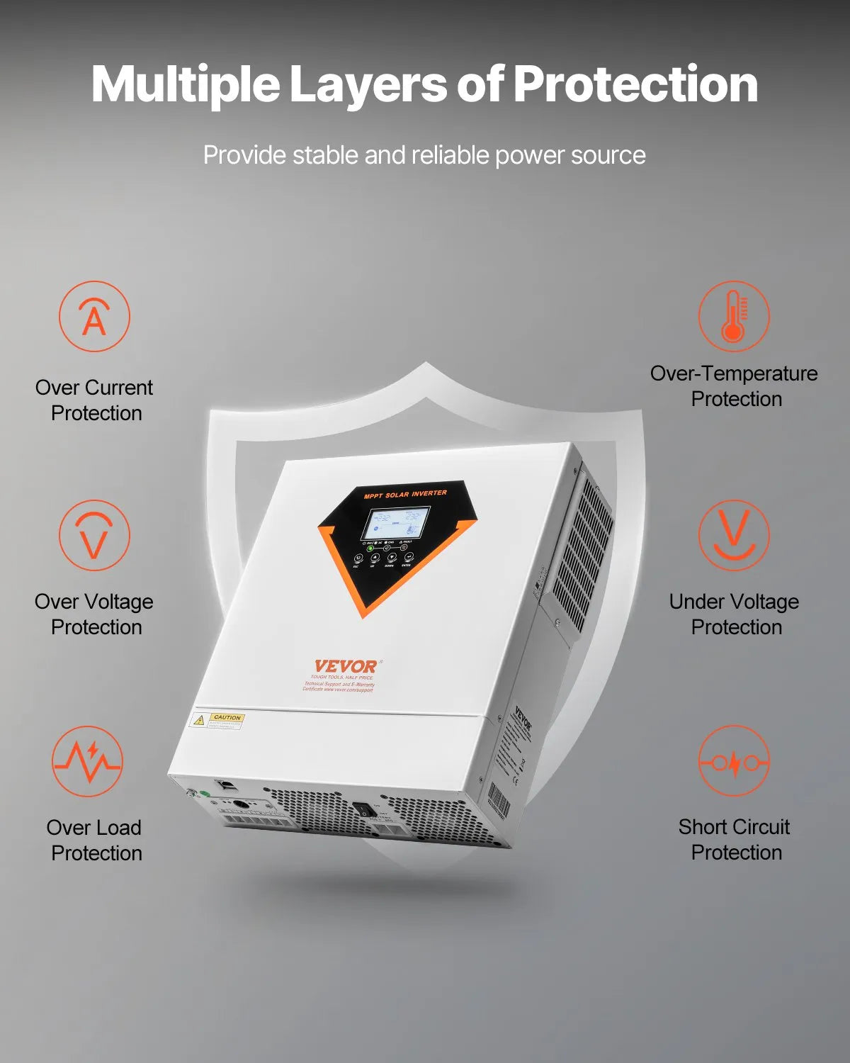 VEVOR Hybrid Inverter 3500W — 24V, MPPT 100A
