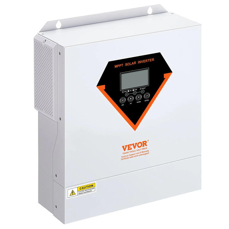 VEVOR hibrīdais saules invertors, 3500 W, tīra sinusa autonomais invertors-lādētājs, 230 V AC “viss vienā” jaudas invertors ar iebūvētu 60 A MPPT saules uzlādes kontrolieri, atbalsta hibrīdo uzlādi no saules un elektrotīkla
