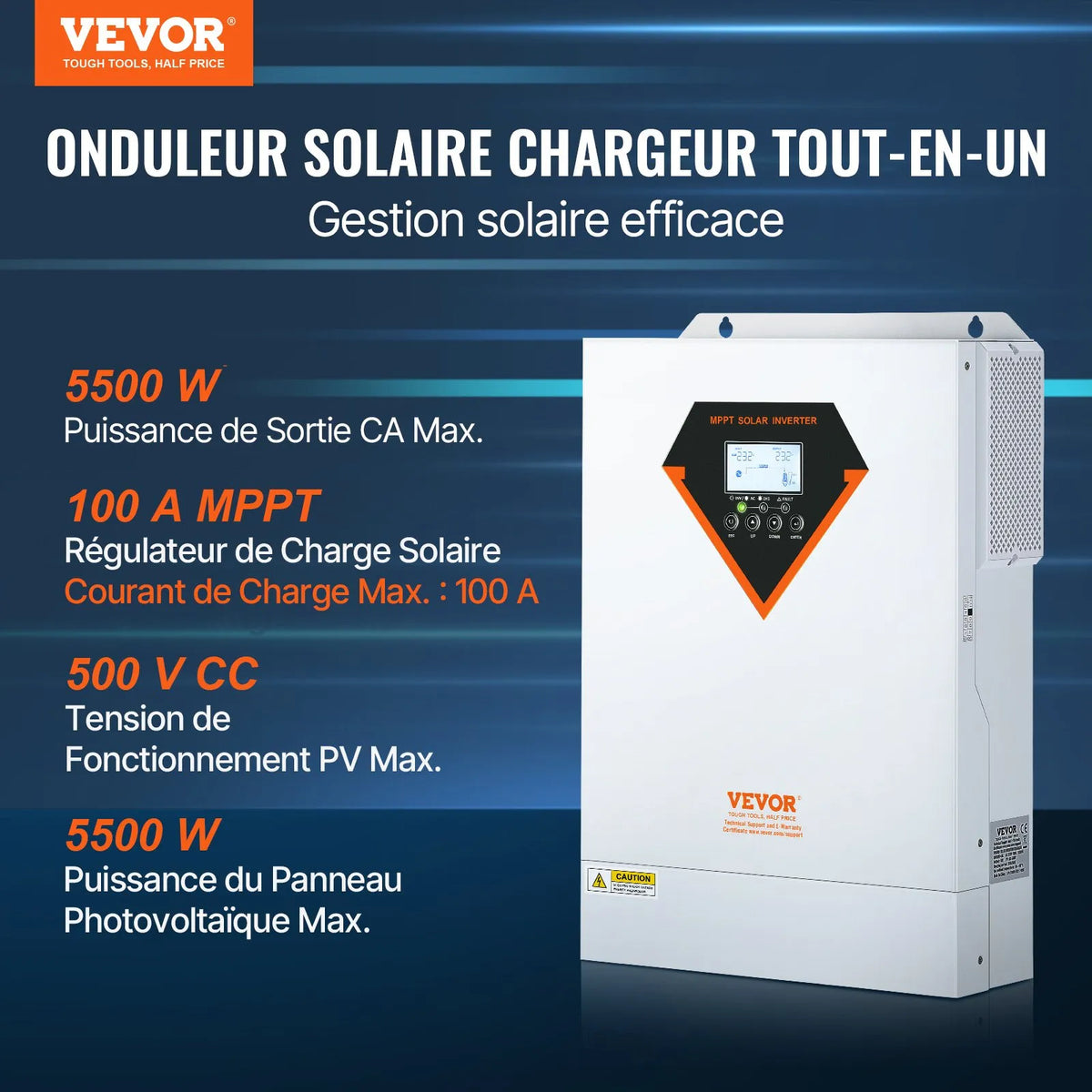 VEVOR Hybrid Inverter 5500W — MPPT 100A, off-grid
