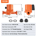 VEVOR LPS25-4S-180 karstā ūdens cirkulācijas sūknis, 220 V, 72 W, 50 l/min, 3 ātrumu cirkulācijas sūknis ar 38 mm NPT vītņotu pieslēgumu, klusa darbība mājas ūdens sildītāja sistēmām