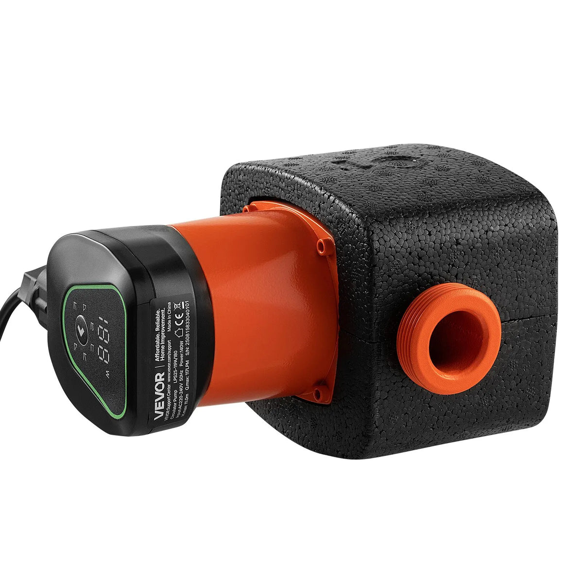 VEVOR LPS25-11PA/180 High-Efficiency Circulation Pump, 117 l/min, Max Head 11 m, Cast Iron Hot Water Recirculation Pump with Threaded Connection and Check Valve, Quiet Operation for Home Heating Systems