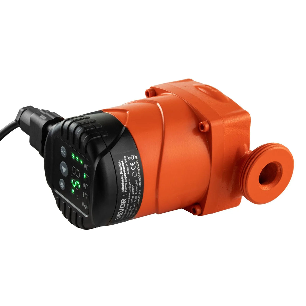 VEVOR LPS25-4BP/130 High-Efficiency Circulation Pump, 42 l/min, Max Head 4 m, Cast Iron Hot Water Recirculation Pump with Threaded Connection and Check Valve, Quiet Operation for Home Heating Systems