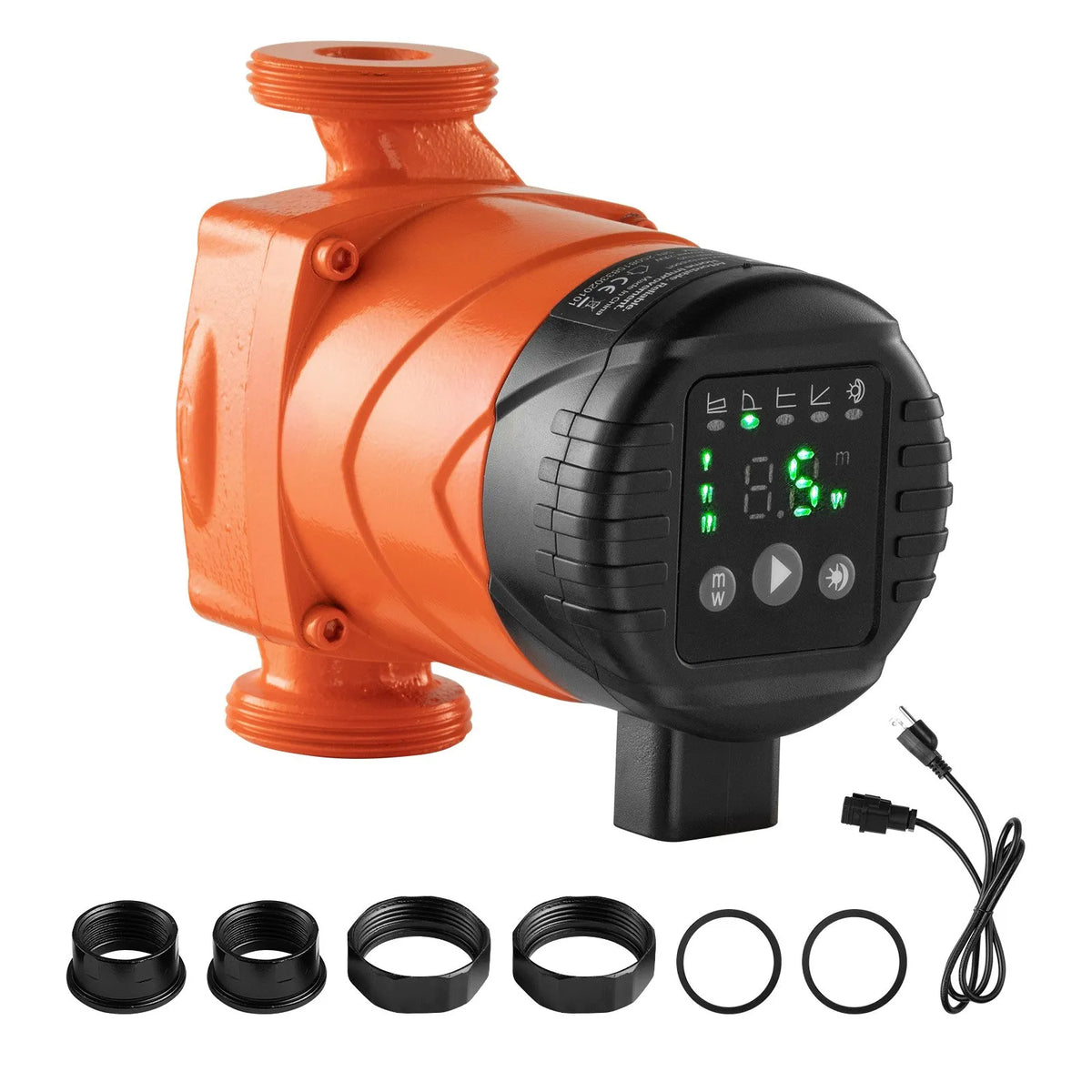 VEVOR LPS25-6BP/130 High-Efficiency Circulation Pump, 58 l/min, Max Head 4 m, Cast Iron Hot Water Pump with Threaded Connection and Check Valve, Quiet Operation for Home Heating Systems