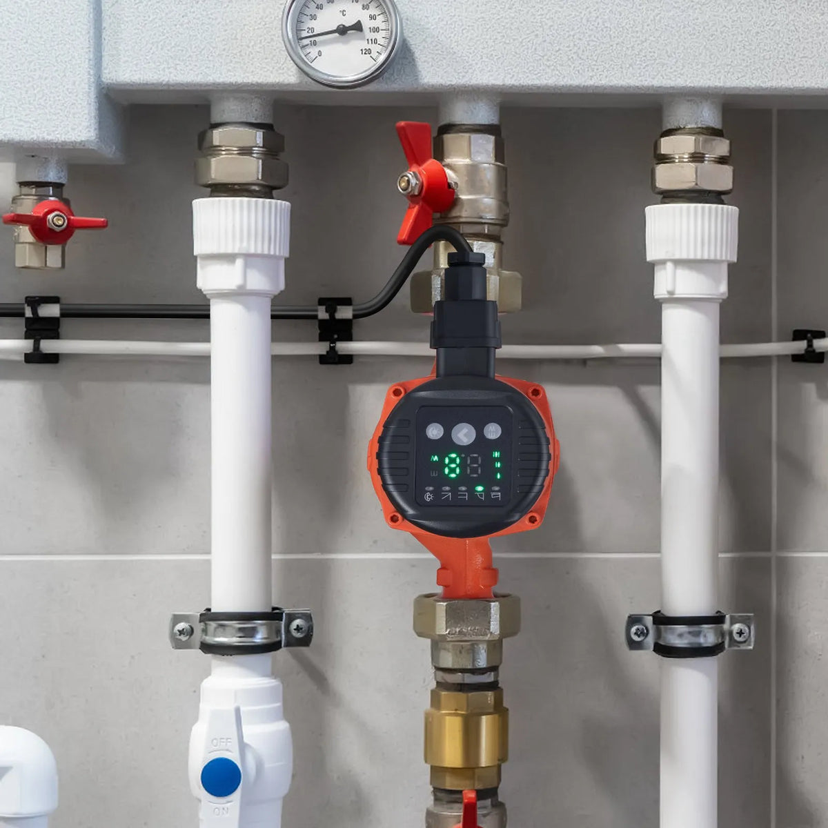 VEVOR LPS25-8BP-180 hot water circulation pump, 220 V, 60 W, 67 l/min, high-efficiency circulation pump with EMC automatic water circulation, 38 mm threaded NPT connection, designed for water heater systems