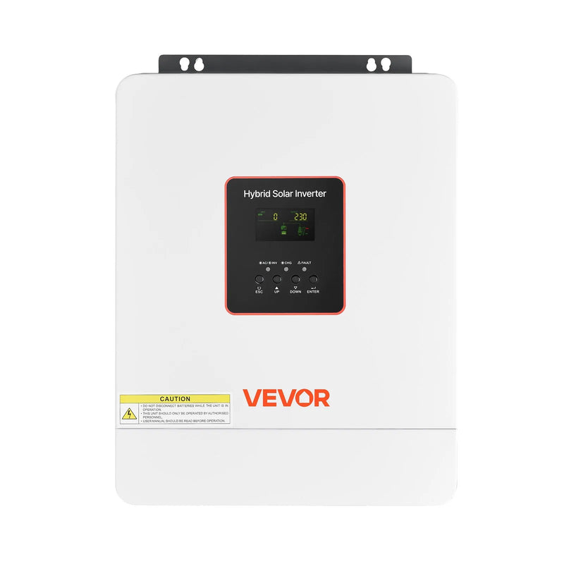 VEVOR hibrīda saules invertors 4000 W, 24 V DC uz 230 V AC, tīras sinusoīdas invertors ar lādētāju, iebūvēts 120 A MPPT saules kontrolieris un Wi-Fi modulis, vienfāzes, paredzēts svina-skābes un litija akumulatoriem autonomām sistēmām