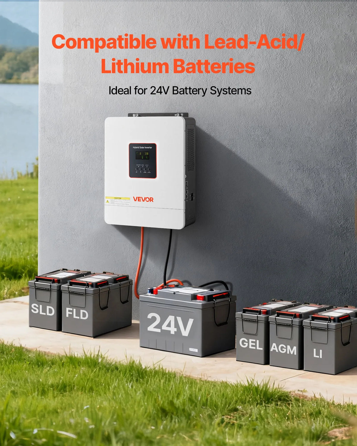 VEVOR Hibrīda invertors 4000W — 24V, MPPT 120A, WiFi