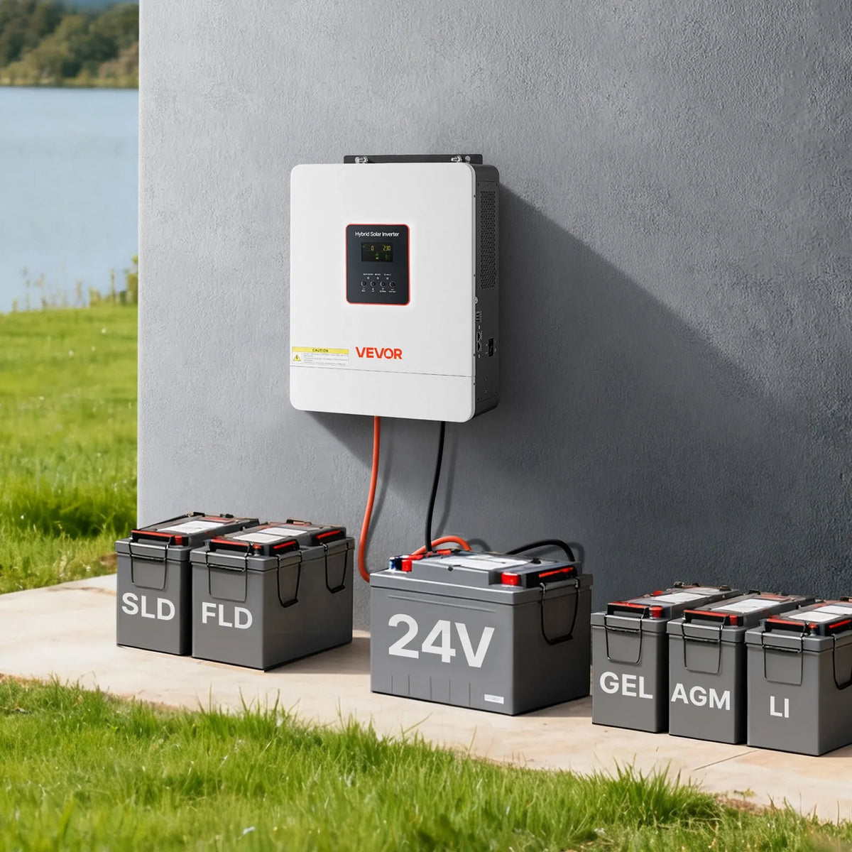 VEVOR Hibrīda invertors 4000W — 24V, MPPT 120A, WiFi