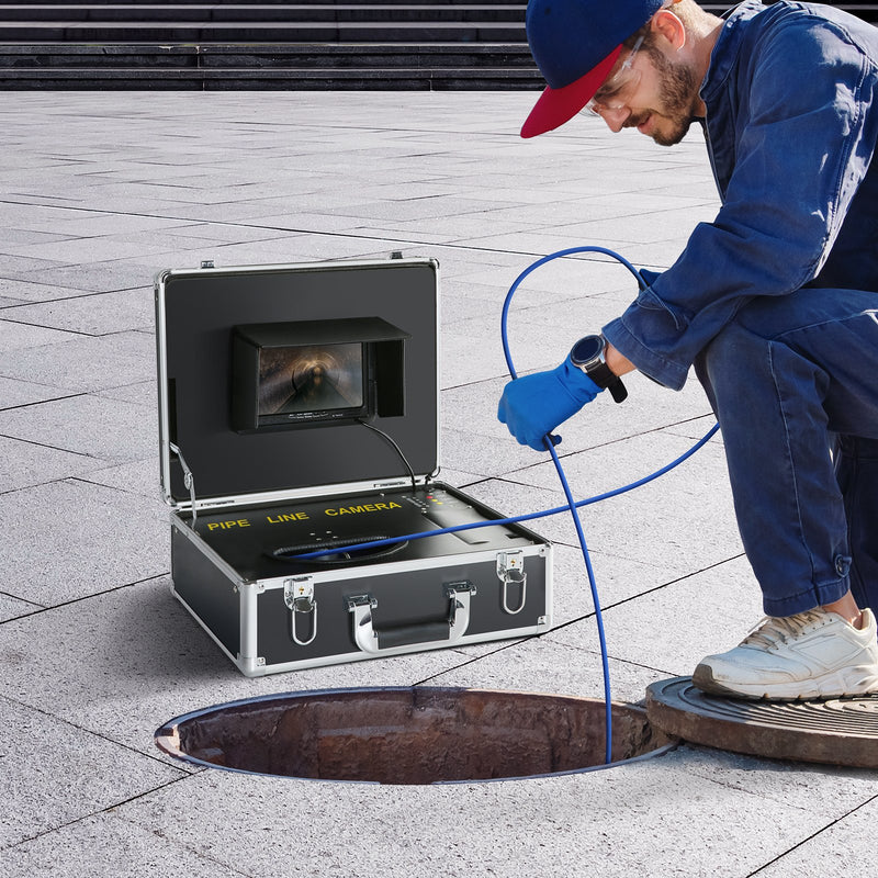 VEVOR kanalizācijas cauruļu inspekcijas kamera, 17,8 cm ekrāns, 1000TVL kamera, 30 m kabelis, ar DVR funkciju, ūdensizturīga IP68 kamera ar 12 regulējamiem LED, 16 GB SD karte kanalizācijai, mājai, ventilācijas caurulēm un santehnikai