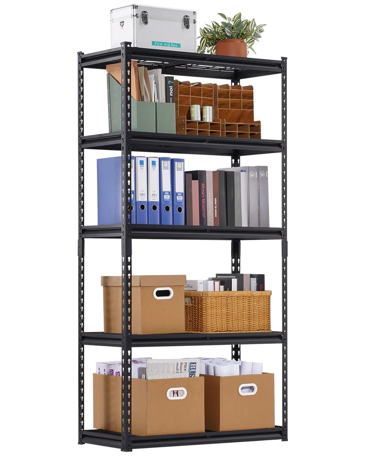 Heavy-duty 5-tier adjustable storage shelving system, 900 kg garage shelves